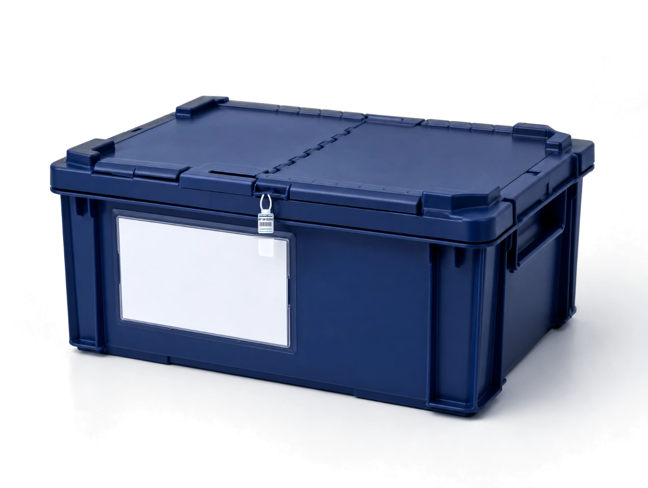 EXP reusable pharmaceutical returns tote, sealed with a numbered tamper-evident seal